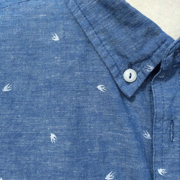 WHT Space Cotton & Linen Bird print Shirt size L - Picture 3 of 7